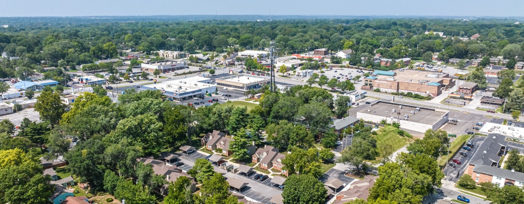 an aerial view of a city